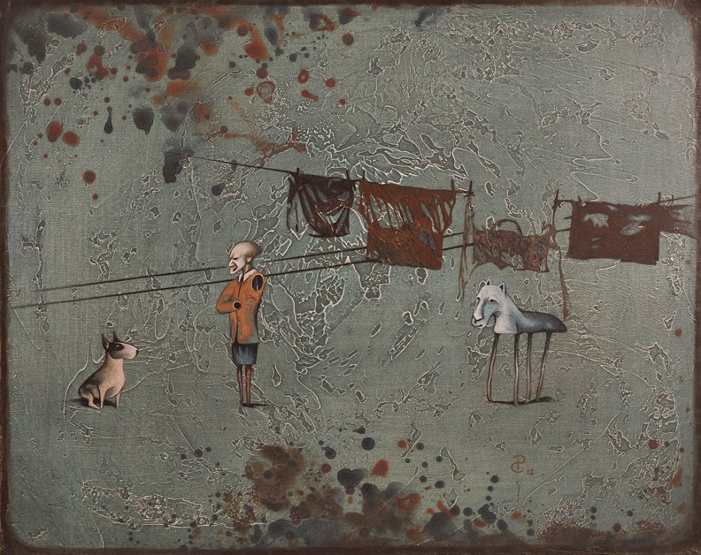 Pablo Caviedes, Życie na podwórku, 41×51 cm, 2013