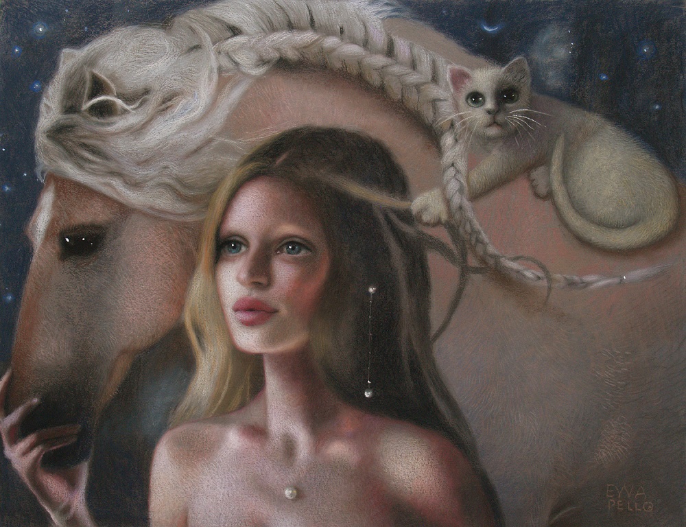 Ewa Pello, „Związani”, pastel na papierze, 65×50 cm, niedostępny