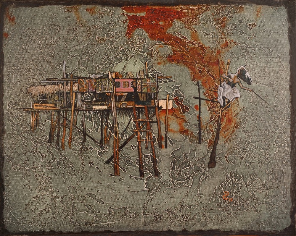 Pablo Caviedes, Łowca złudzeń, akryl na płótnie, 41×51 cm, 2013