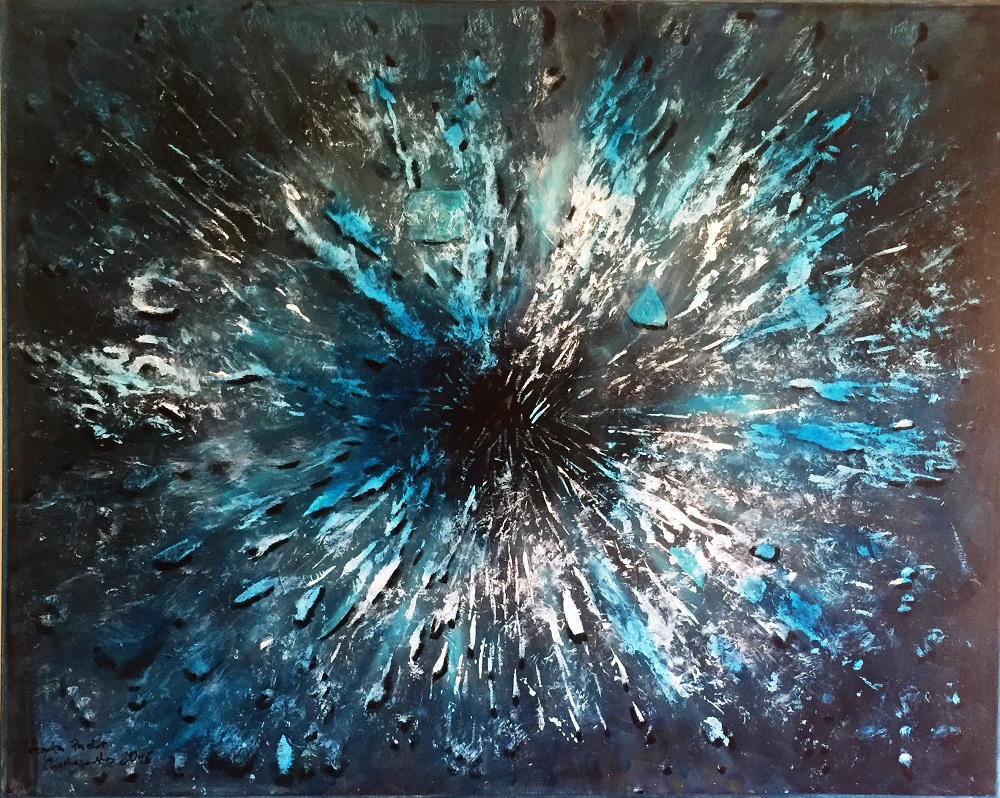 Agata Padoł-Ciechanowska, „Błękitna Eksplozja, akryl na płótnie, 100x81cm, 5000 zl