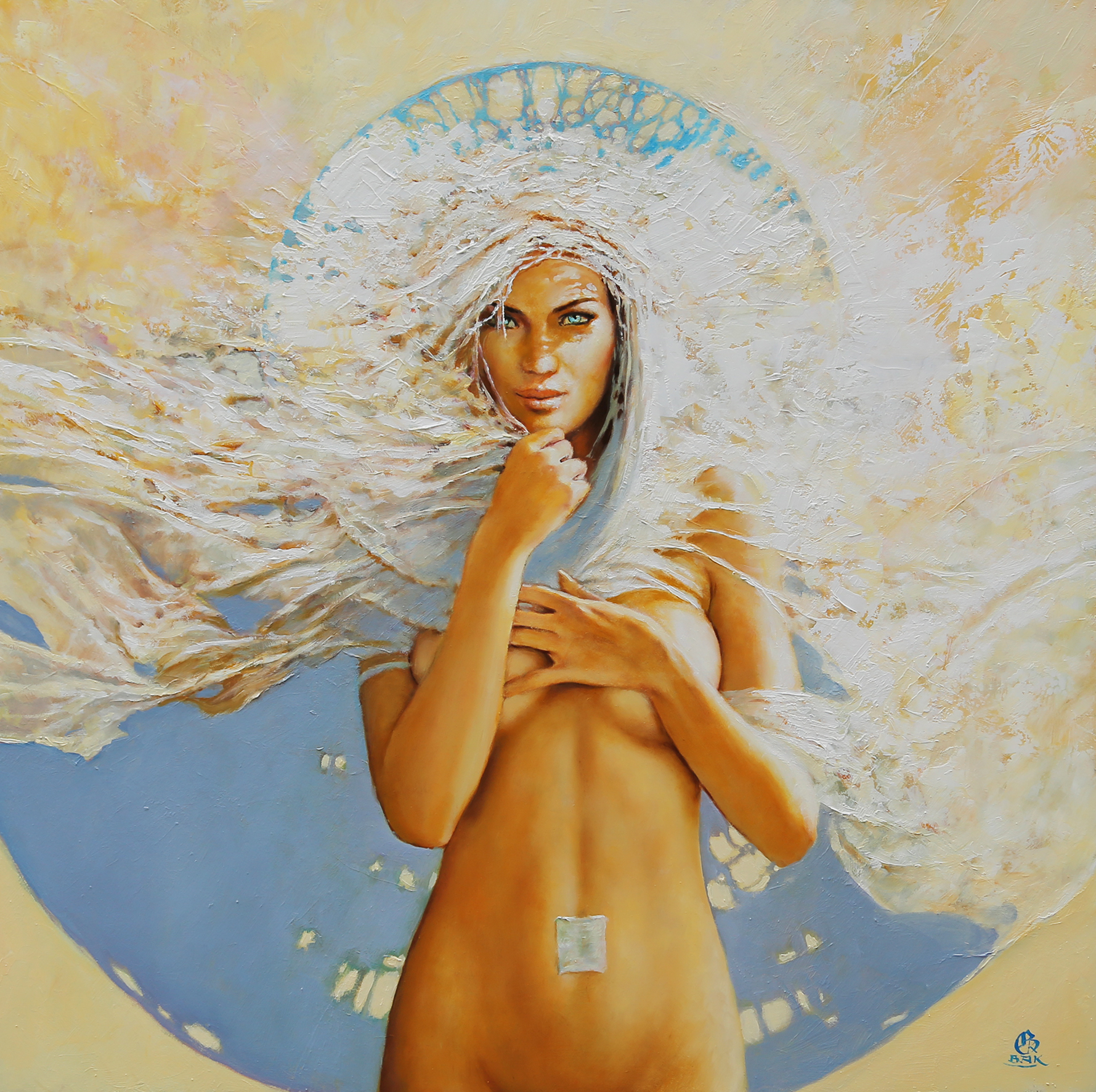 „Złoty świt II”, 2016, olej na płótnie, 60 x 60 cm