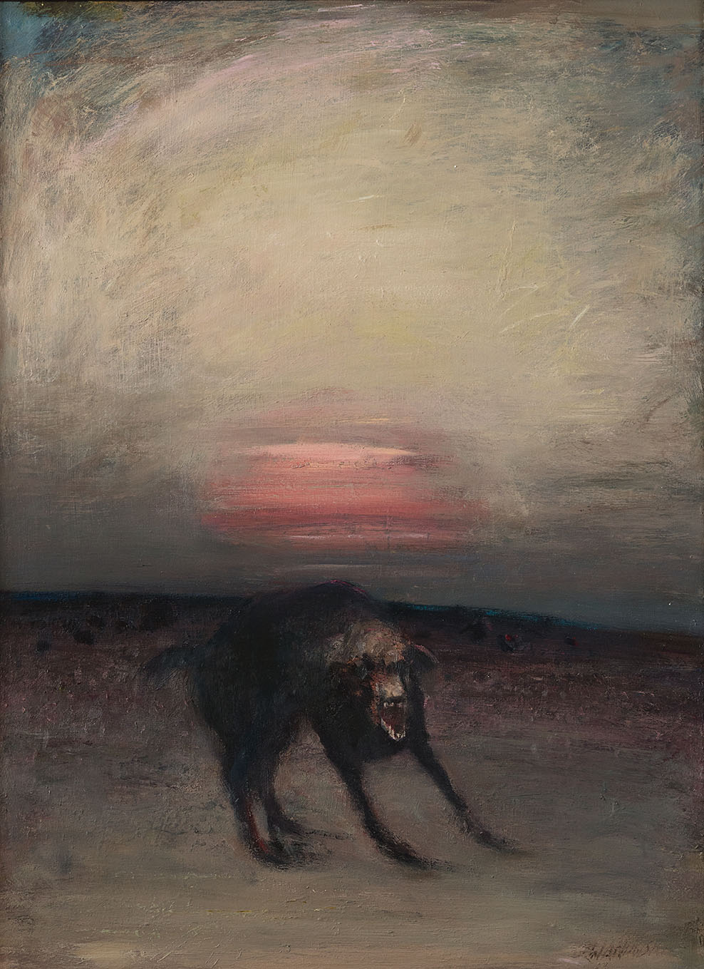 „Zły pies”, 2017, olej na płycie, 80 x 105 cm