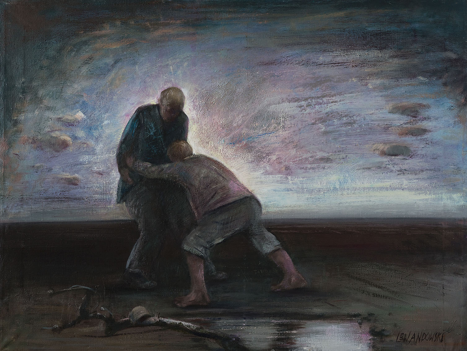 „Walka Jakuba z aniołem”, 2015, olej na płótnie, 127 x 110 cm