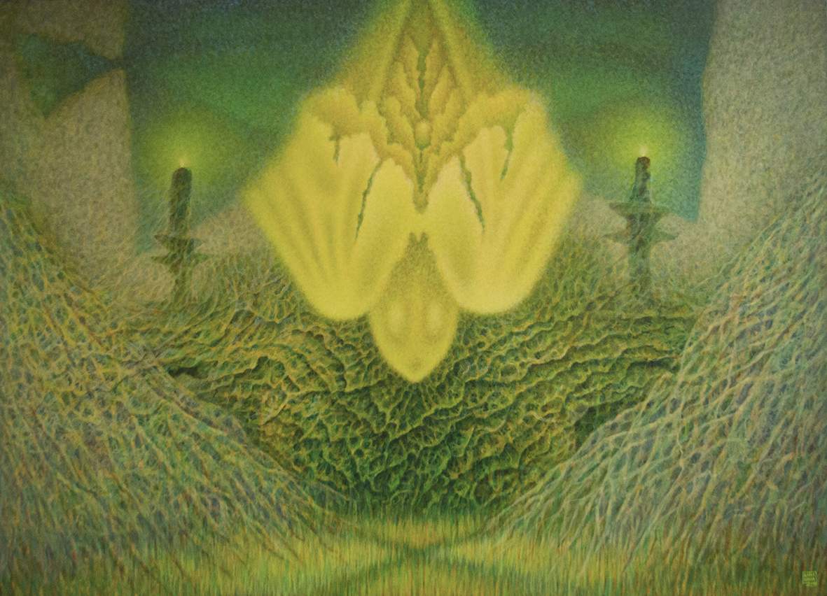 Katarzyna Kania, „Zielone światło Księżyca” 95×132 cm,  olej na płótnie