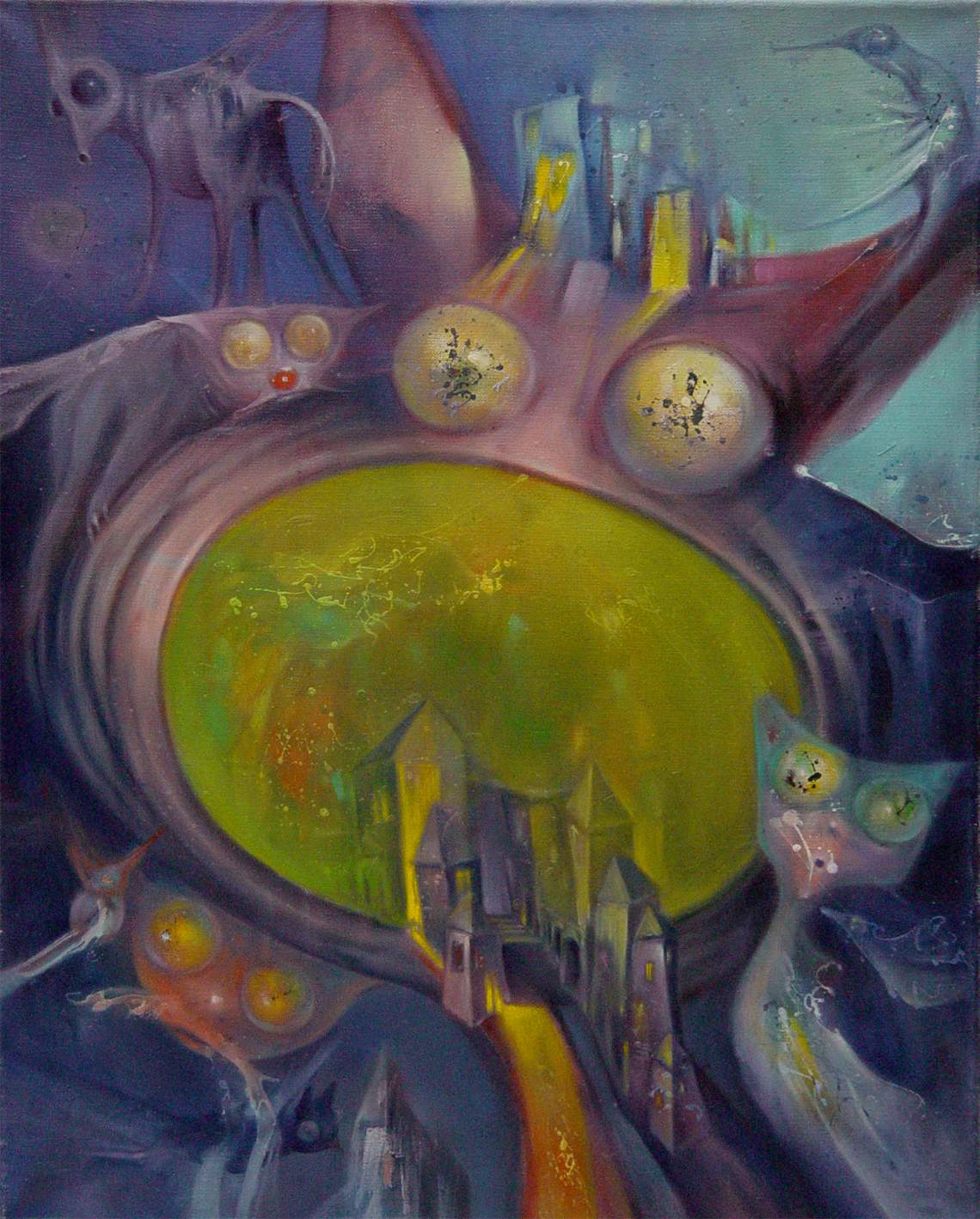 Mariusz Konczalski „Kocie bajki VI” 65×50 cm, olej, płótno