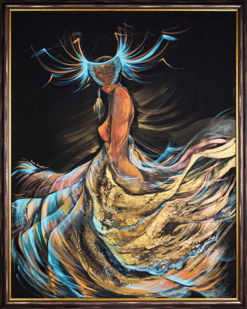 Ewa Minge „Bogini zaklętego oceanu” akryl na płótnie, 140×110 cm