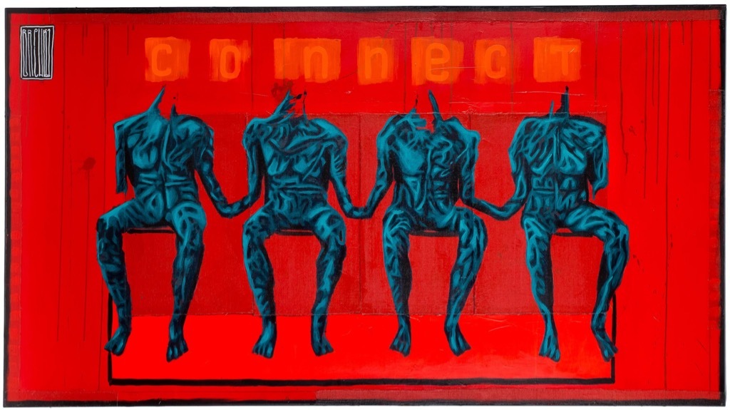 Wojciech Brewka „Connect” 2015, akryl płótno, 100×180 cm, cena 37 000 zł