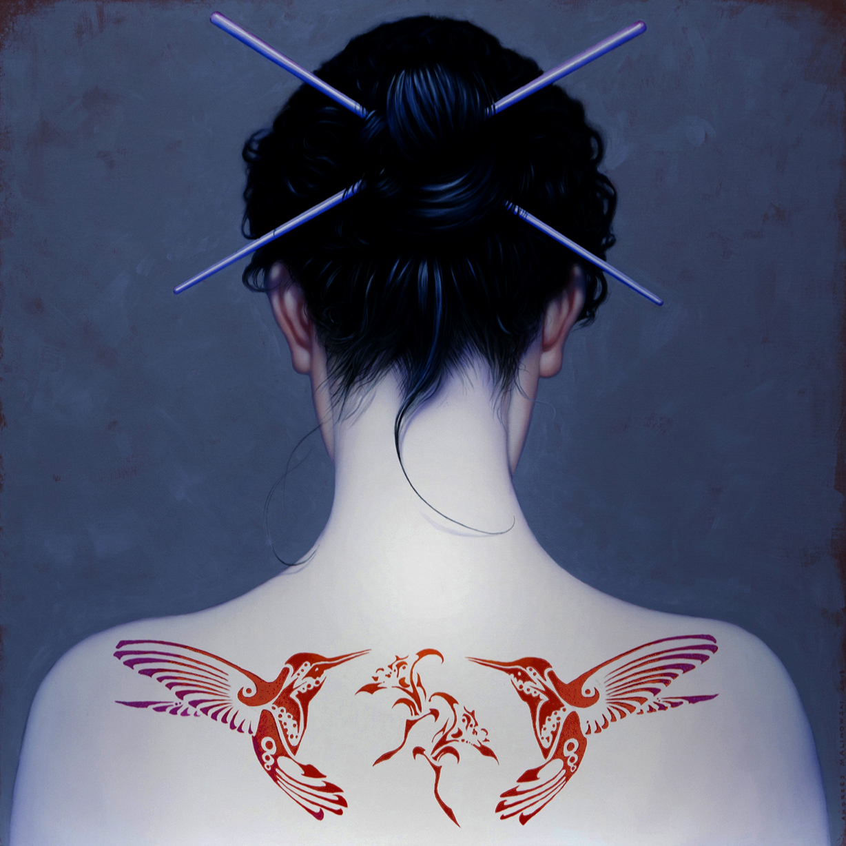 Andrzej Malinowski, „Kolibry” 140x140cm, akryl na płótnie, cena